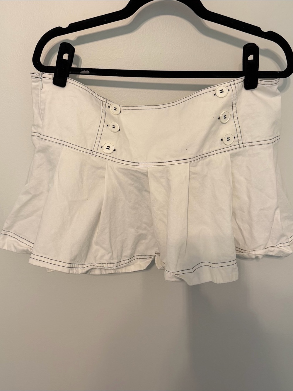 Cider White Pleated Sailor Button Mini Skort Shorts Size XL Y2K Coquette